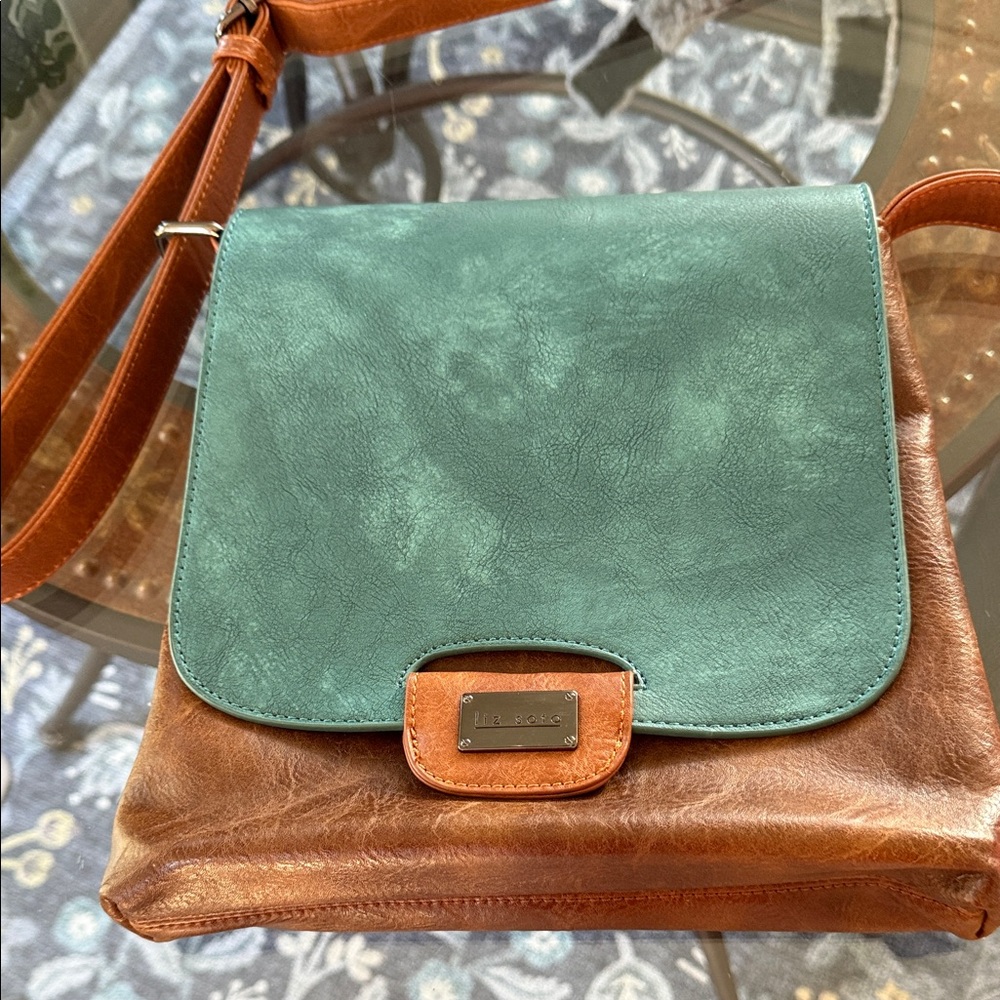 Liz Soto Teal & Brown Vegan Leather Crossbody Bag